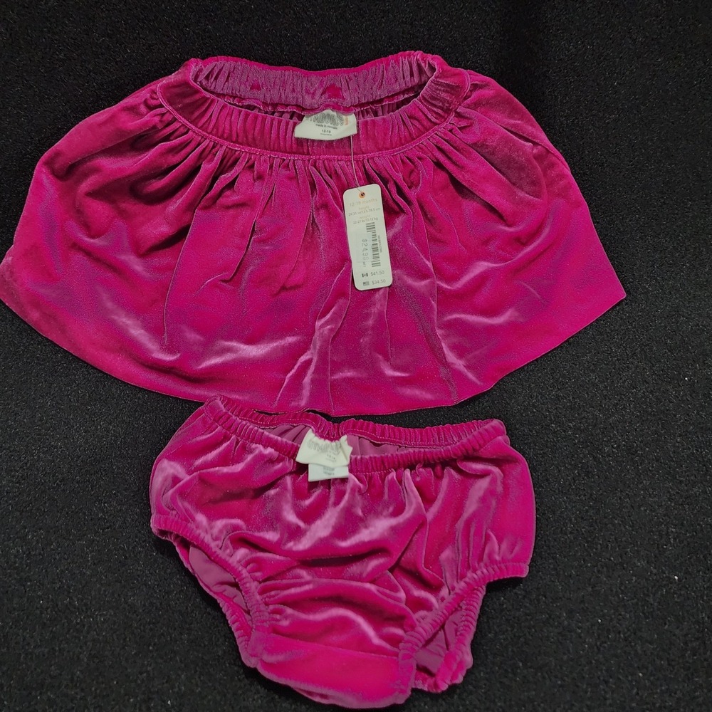 Gymboree Baby Girls Velvet Skirt and Bloomer Set Fuchsia‎ Pink 12 18 Months